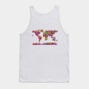 World Map Music Notes Tank Top